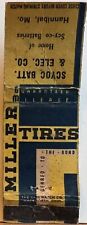 Scyco Batteries & Electric Co Hannibal MO Vintage Matchbook Cover Miller Tires picture