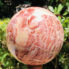 4.59LB Natural Red striped Pork Stone Ruby Ball Quartz Crystal Repair 3046 picture