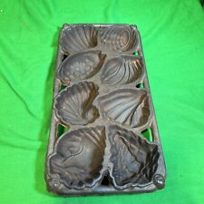 Vintage John Wright 1989 USA Cast Iron Sea Shell Shells Muffin Pan Mold picture