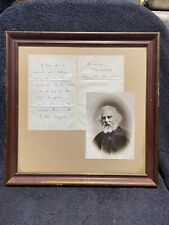 Vintage Early ORIGINAL 1860 Henry Wadsworth Longfellow Framed SIGNED Letter RARE picture
