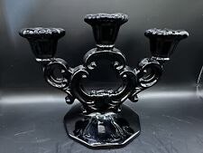 Cambridge Glass Keyhole Black Ebony 1930's candlestick Vintage Single picture