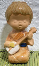 Vintage Clay Ceramic Figurine Japanese Girl Playing Biwa picture