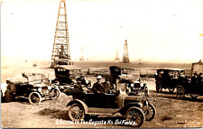 RPPC Real Photo Postcard Augusta, Kansas Oil Fields Old Cars People by Seng Drug picture