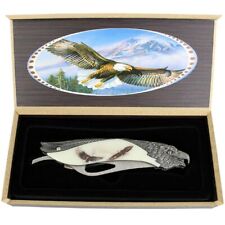 TheBoneEdge 8.5in Eagle Pattern Handle Folding Knife With Gift Box picture