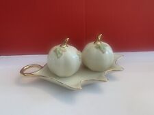 Lenox- Pumpkin Salt and Pepper Shakers/ Leaf Tray picture
