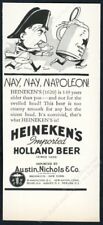 1936 Napoleon Bonaparte cartoon Heineken beer vintage print ad picture