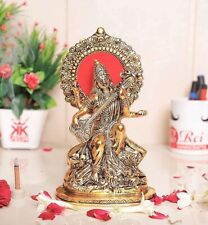 Gold Plated Maa Saraswati Metal Statue,Hindu Goddess Saraswati ji Murti  picture