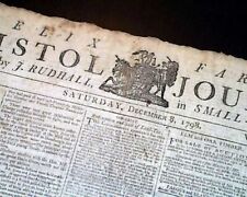 Rare 18th Century Bristol London England UNICORN Masthead Print 1799 Newspaper picture