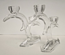Pair of Lead Crystal Stemmed  Double Candle Stick Holders West Germany picture