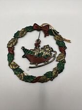 Vintage Russ Berrie Christmas Ornament Santa Sleigh  Heirloom Collection Metal picture