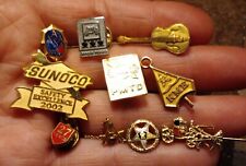 Batch 9 Vintage Award Pins Mini Micro 10KGF Gold Tone Various Enamel Lapel Screw picture