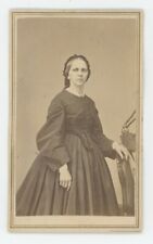 Antique CDV Circa 1860s  Lovely Older Woman in Victorian Era Dress New York, NY picture