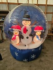 Rare 6.5ft Gemmy Airblown Yard Inflatable Snow Globe Snowman And Penguins picture