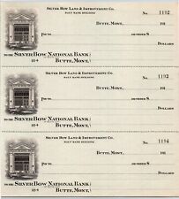Butte, MT Silver Bow Land & Improvement Co. National Bank Check Sheet 1910 picture