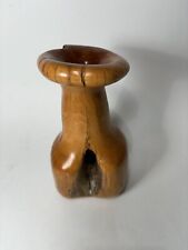 Vintage Artisan 1996 Hand Carved Natural Wood Live Edge Vase Organic 7” Bohemian picture