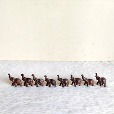 Vintage Original Handmade Brown Wooden Miniature Elephant Set 8Pcs Rare WD412 picture