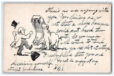 c1900's Old Man Scared Exaggerated Hippopotamus Unposted Antique Postcard picture