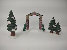2001 Grandeur Noel Collectors Edition Porcelain Village Arch & Pine Tree Set picture