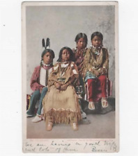 Ute Children 1906 postcard  Native Americans  colorful traditional picture picture