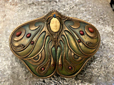 Veronese Design Art Nouveau Butterfly Princess Vanity Box Resin Cast Bronze picture