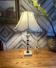 Vintage 1950s Faceted Crystal Glass Boudoir Lamp Marble Base Art Deco Glam READ picture