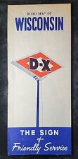 Vintage 1950s D-X Sunico Oil Raod Map of Wisconsin Maddison Grean Bay picture