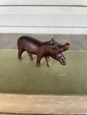 Vintage Hand Carved Solid Wood Open Mouthed Hippo Figurine picture