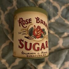 Vintage Style Advertising Rose Brand Sugar Tin Bright Colorful Graphics  picture