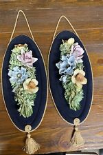 2 D BONALBERTI ART ITALY Floral Sculpture Wall Hanging Vintage 459/V Capidomonte picture