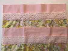 Vintage Sears, Roebuck & Co. Pink Lace Flower Print Pillowcases Queen 42”x40” picture
