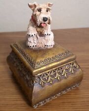 White Scotty Puppy Dog Terrier Trinket Box Gold Ornate Ceramic 4
