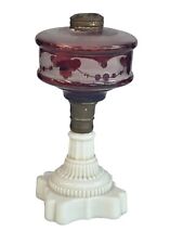 19 th century pressed sandwich glass oil lamp base cranberry Victorian empire picture