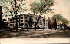 Vtg Springfield Massachusetts MA Central High School State Street 1900s Postcard picture