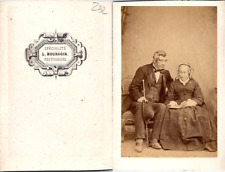 Bourgoin, Old Couple Posing, circa 1860 Vintage CDV Albumen Business Card -  picture
