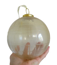 Thick Pale Amber Glass Etched Christmas Ornament EXTRA LARGE picture