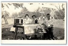 c1930's Picnic At The Park Playground RPPC Photo Posted Vintage Postcard picture