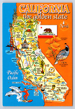Vintage Postcard California Map Golden State Colorscope Prints picture