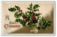John Winsch A Joyous Christmas Holly Berries In Glass Embossed Unposted Postcard picture
