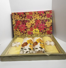 Vintage Joyce Morris Decorative 4-Piece Bath Towel/Washcloth Set Yellow Roses picture