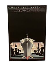 Vintage Cunard Queen Elizabeth 2 Transatlantic Crossing Travel Ad Poster J Olsen picture