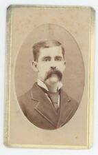 Antique CDV Circa 1870s Handsome Rugged Man in Suit With Cowboy Style Mustache picture