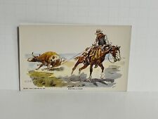 Postcard Cowboy Horse Trails End Artist Charles M. Russell A52 picture