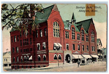 1910 Savings Bank Block Abington Massachusetts MA Antique Posted Postcard picture