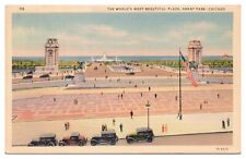 The World's Most Beautiful Plaza Grant Park Chicago IL Postcard c1941 Linen picture