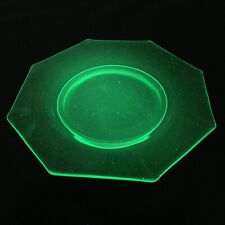 2 Unbranded Green Uranium Glass Octagon Shaped Depression Glass 7 1/2