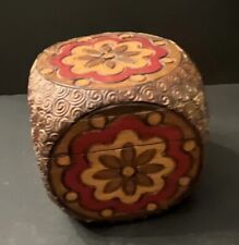 Unique Carved Wooden Pyrography Painted Hinged Tinker Box picture