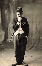 Rare 1910s CHARLIE CHAPLIN RPPC Photo Postcard Silent Actor halloween costume picture