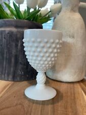Beautiful Vintage Fenton White Pointy Hobnail Pressed Milk Glass Goblet picture