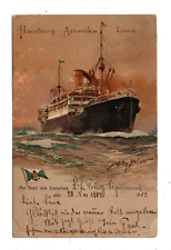 SS PRINZ SIGISMUND ~ NORD-DEUTSCHER LLOYD LINE, ARTIST IMAGE ~ used Brazil 1904 picture