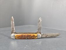Vintage Imperial Providence RI 3 Blade Bone Stag Handle Pocket Knife picture